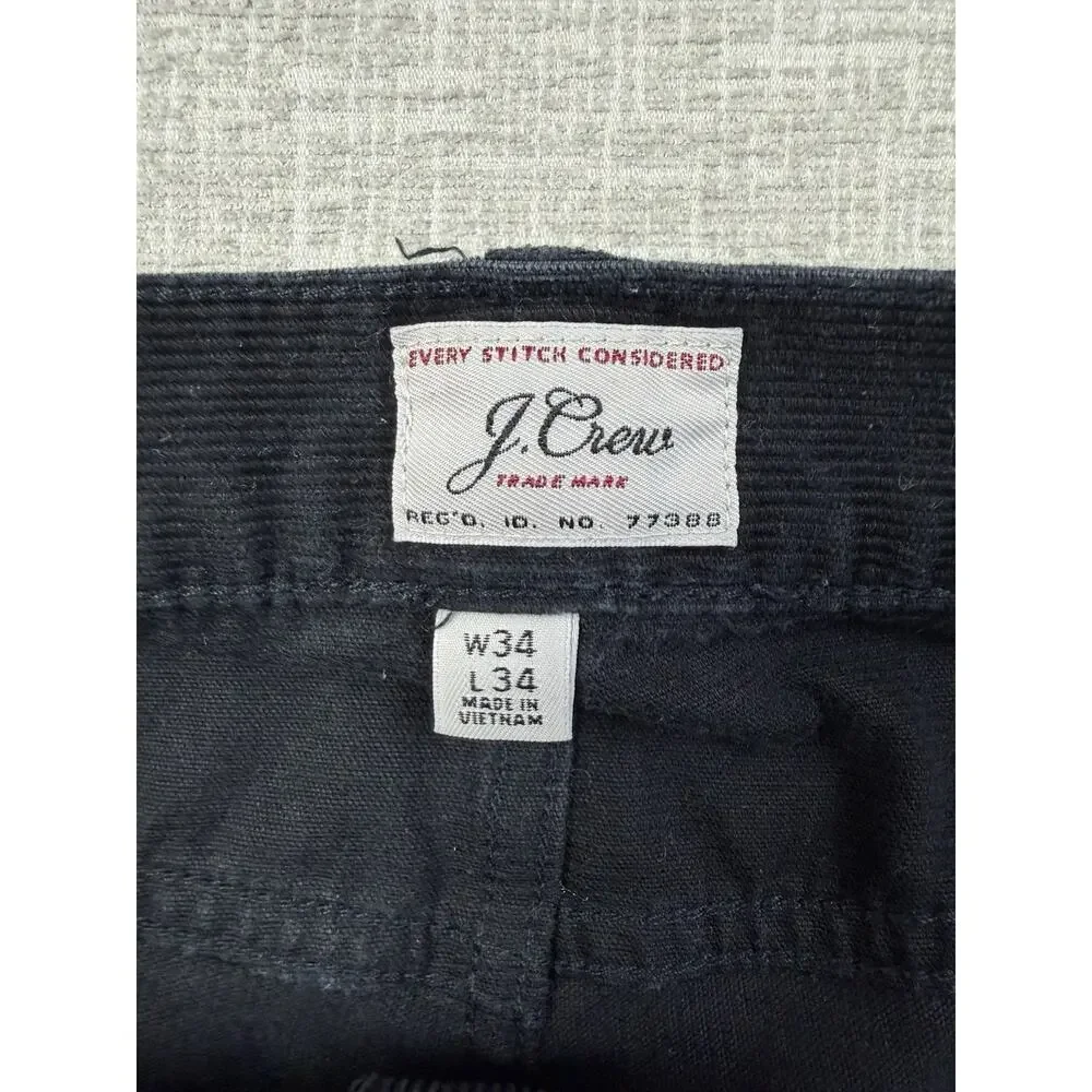 J.Crew 770 Straight Corduroy Pants Men’s 34x32 Black 5 Pocket Stretch